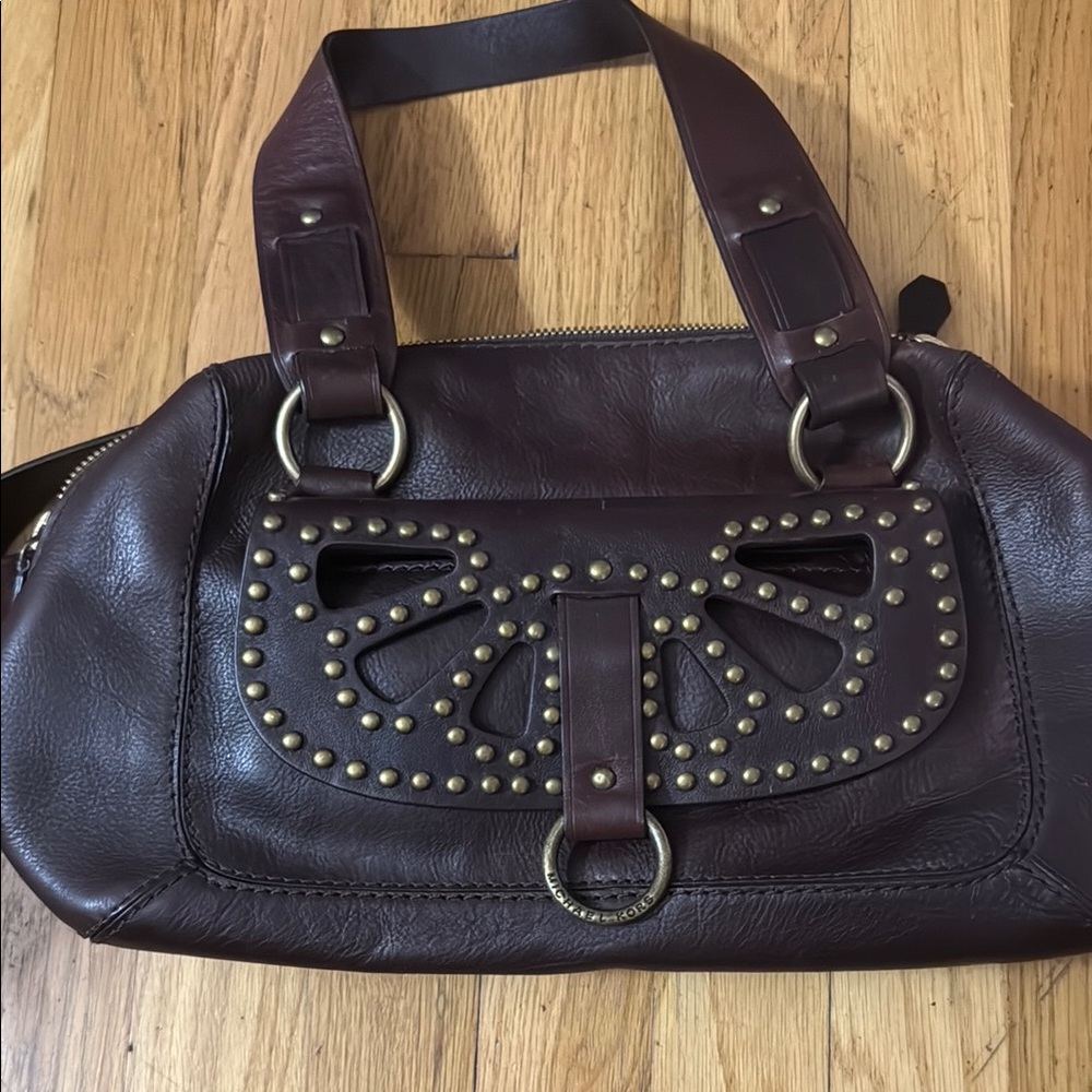 Michael Kors Studded Brown Leather Handbag